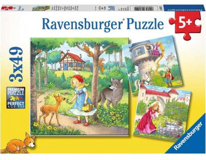 Ravensburger Puzzle Červená čiapočka a princezny 3 x 49 dielikov
