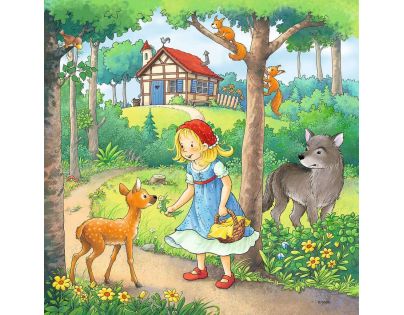 Ravensburger Puzzle Červená čiapočka a princezny 3 x 49 dielikov