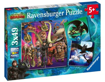 Ravensburger puzzle 080649 Ako vycvičiť draka 3 3x49 dielikov