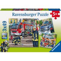 Ravensburger puzzle Záchranné zložky v akcii 3 x 49 dielikov