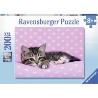 Ravensburger Puzzle Roztomilé mačiatko na ružovej deke 200 XXL dielikov 2