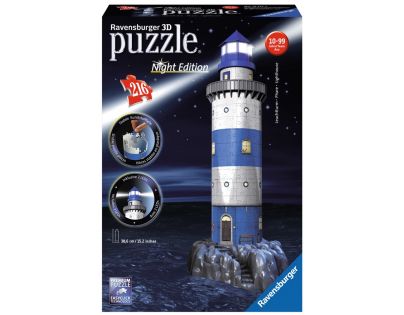 Ravensburger 3D Puzzle Maják v príboji Nočná edícia 216 dielikov