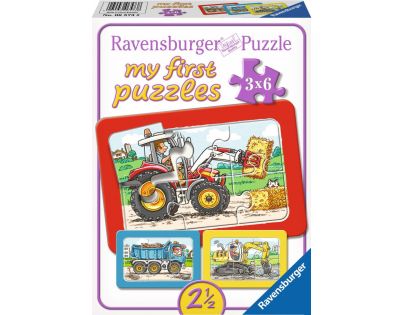 Ravensburger puzzle Bagry, traktory a přívěsy 3 x 6 dílků