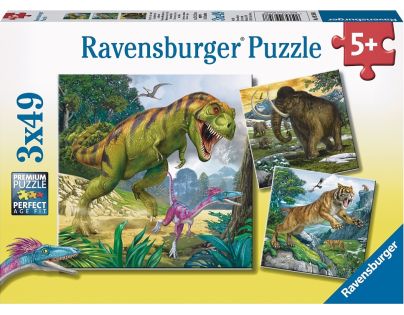 Ravensburger Puzzle Praveké zvieratá 3 x 49 dielikov