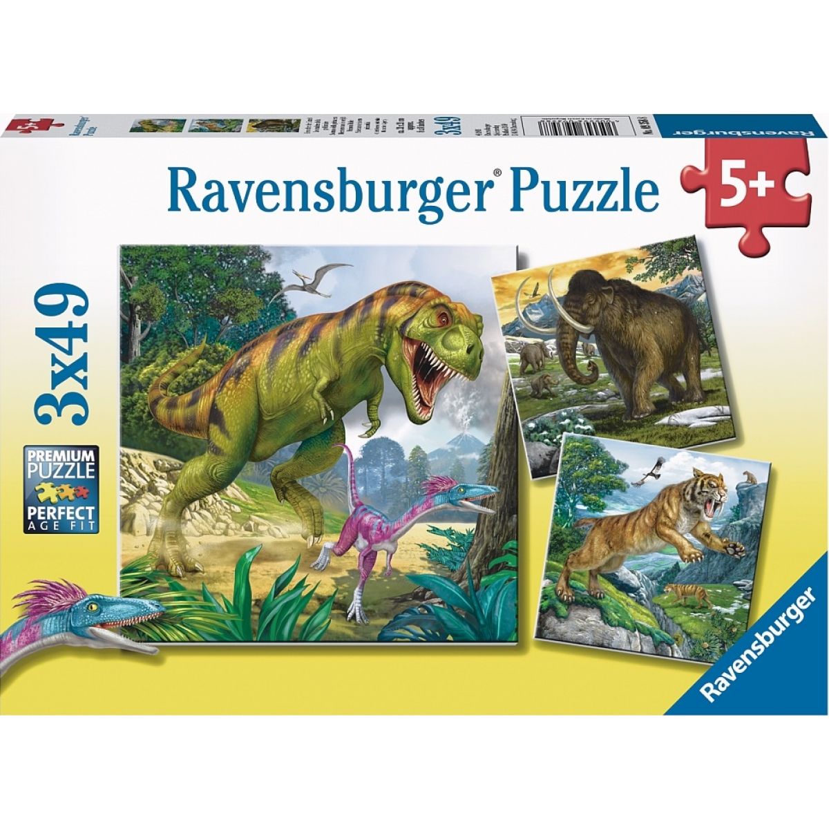 Ravensburger Puzzle Praveké zvieratá 3 x 49 dielikov