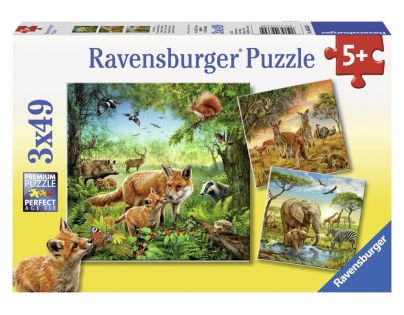 RAVENSBURGER Krajiny živočíchov 3 x 49 d
