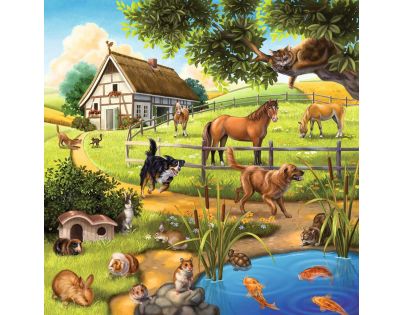 Ravensburger Puzzle Zvieratá v Zoo, lese alebo v dome 3 x 49 dielikov