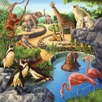 Ravensburger Puzzle Zvieratá v Zoo, lese alebo v dome 3 x 49 dielikov 4