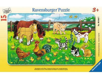 Ravensburger Puzzle Zvieratá zo statku na lúke 15 dílků