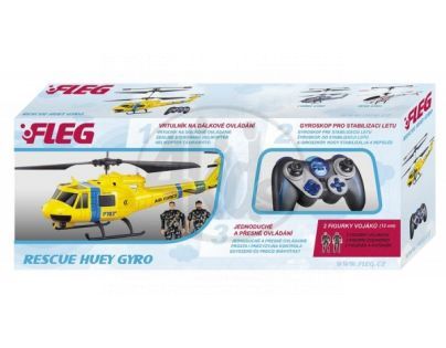 RC Vrtulník -Helikoptéra Fleg RESCUE Huey GYRO s figurkami - Poškozený obal