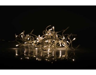 Reťaz svetelný 100 LED 5 m teplá biela transparent kábel 8 funkcií