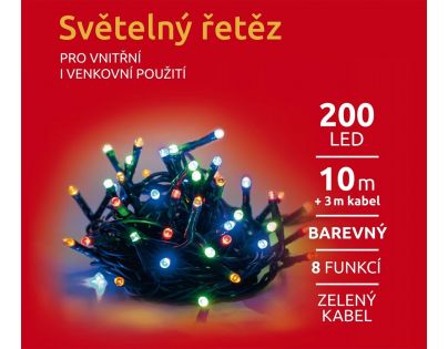 Reťaz svetelný 200 LED 10 m farebná 8 funkcií