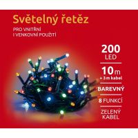 Reťaz svetelný 200 LED 10 m farebná 8 funkcií 2