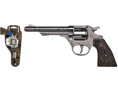 Revolver kovbojský strieborný, kovový