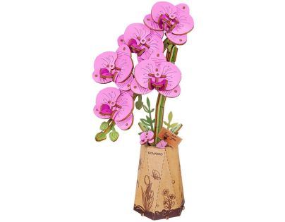 RoboTime 3D drevená skladačka Fialová orchidea