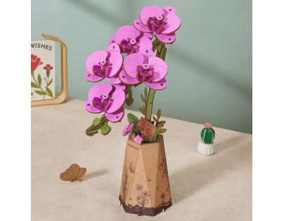 RoboTime 3D drevená skladačka Fialová orchidea