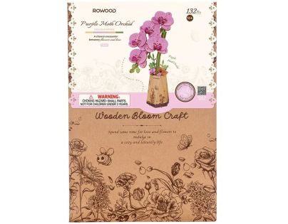 RoboTime 3D drevená skladačka Fialová orchidea