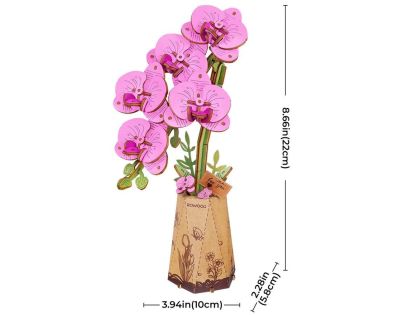 RoboTime 3D drevená skladačka Fialová orchidea