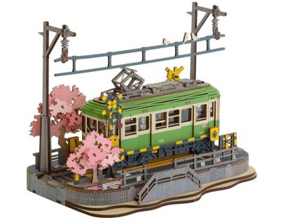 RoboTime 3D drevená skladačka Stanica so sakurami