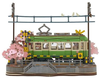 RoboTime 3D drevená skladačka Stanica so sakurami