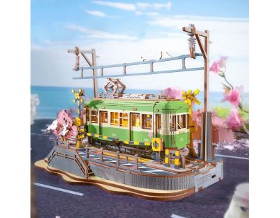 RoboTime 3D drevená skladačka Stanica so sakurami