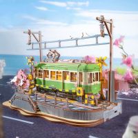 RoboTime 3D drevená skladačka Stanica so sakurami 3