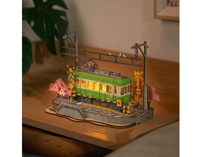 RoboTime 3D drevená skladačka Stanica so sakurami