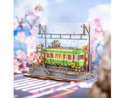 RoboTime 3D drevená skladačka Stanica so sakurami