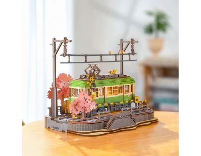 RoboTime 3D drevená skladačka Stanica so sakurami