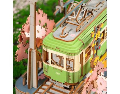 RoboTime 3D drevená skladačka Stanica so sakurami