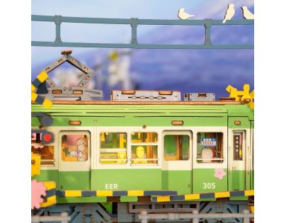 RoboTime 3D drevená skladačka Stanica so sakurami