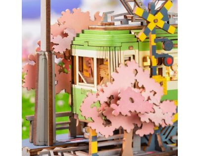 RoboTime 3D drevená skladačka Stanica so sakurami