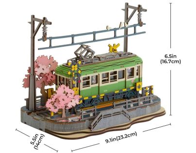 RoboTime 3D drevená skladačka Stanica so sakurami
