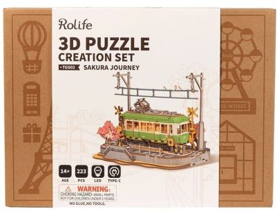 RoboTime 3D drevená skladačka Stanica so sakurami