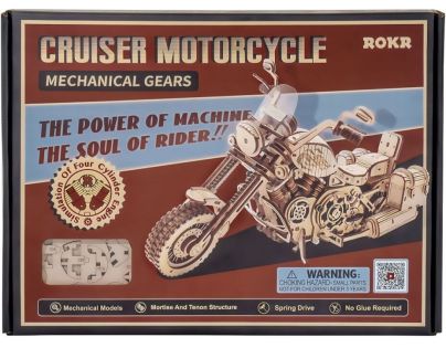 RoboTime 3D Drevené mechanické puzzle Motorka cruiser