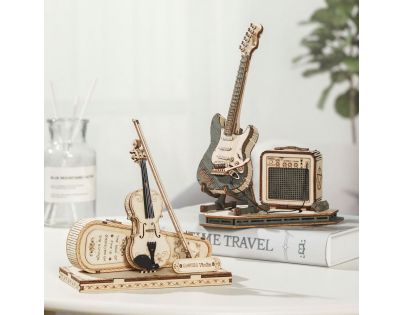 RoboTime drevené 3D puzzle Elektrická gitara