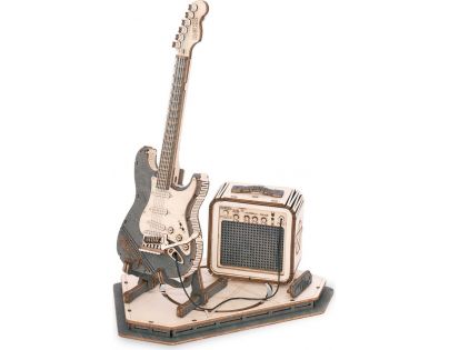 RoboTime drevené 3D puzzle Elektrická gitara