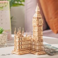RoboTime drevené 3D puzzle hodinová veža Big Ben svietiaca 3