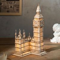 RoboTime drevené 3D puzzle hodinová veža Big Ben svietiaca 4