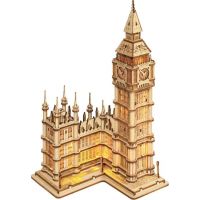 RoboTime drevené 3D puzzle hodinová veža Big Ben svietiaca