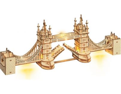 RoboTime drevené 3D puzzle most Tower Bridge svietiaci