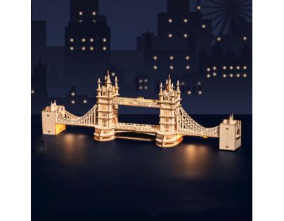 RoboTime drevené 3D puzzle most Tower Bridge svietiaci