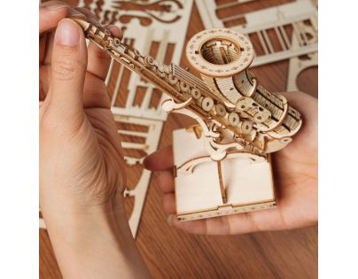 RoboTime drevené 3D puzzle Saxofón