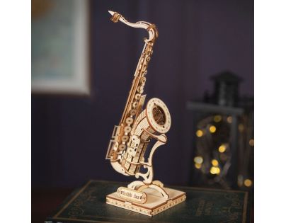 RoboTime drevené 3D puzzle Saxofón