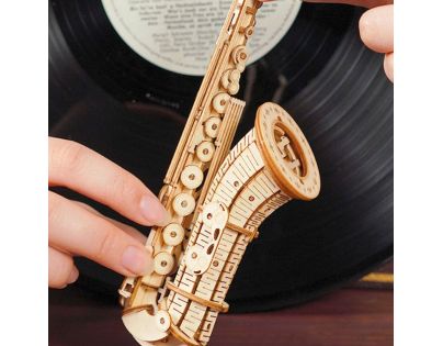 RoboTime drevené 3D puzzle Saxofón