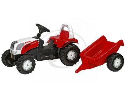 Rolly Toys Šliapací traktor Rolly Kid Steyer s vlečkou červený
