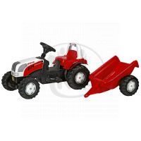 Rolly Toys 012510 - Šliapací traktor Rolly Kid Steyer s vlečkou - červený Rolly Toys 012510 - Šliapací traktor Rolly Kid Steyer s vlečkou - červený