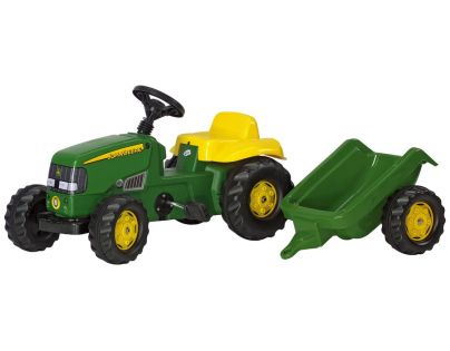 Rolly Toys 012190 - Šliapací traktor Rolly Kid J.Deere s vlečkou Zelený