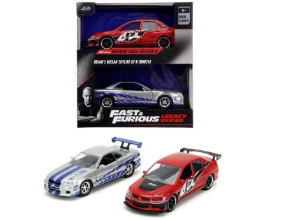 Rýchlo a zbesilo Twin Pack 2006 Mitsubishi Lancer Evo IX + Brianov 2002 Nissan Skyline GTR R34, 1:32 Wave