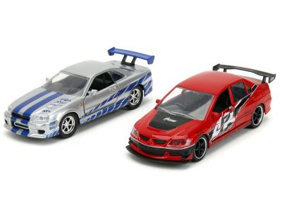 Rýchlo a zbesilo Twin Pack 2006 Mitsubishi Lancer Evo IX + Brianov 2002 Nissan Skyline GTR R34, 1:32 Wave